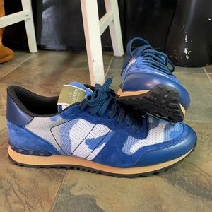 Men's Valentino Blue Camo Sneakers. Size 11